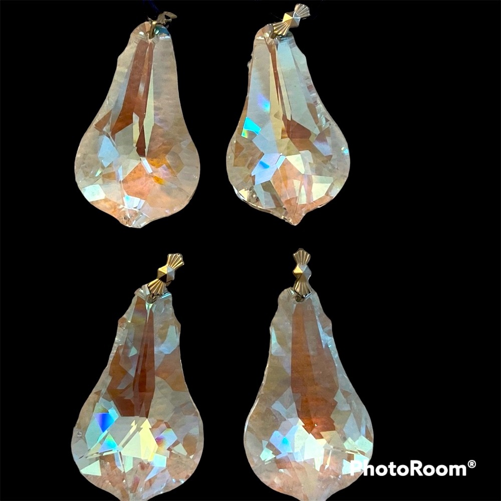 Swarovski Four Crystal Rounded Pendalogue Two Pieces have Ribbon about 2 Inches